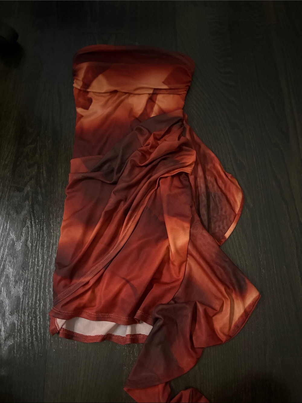 Windsor Strapless padded Ombre Red-Orange Evening Dress